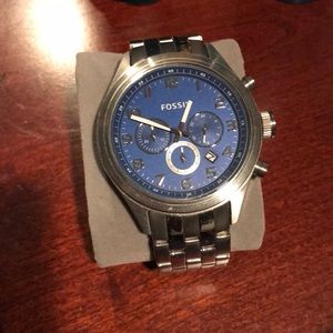 Fossil Watch: Silver with Blue Face